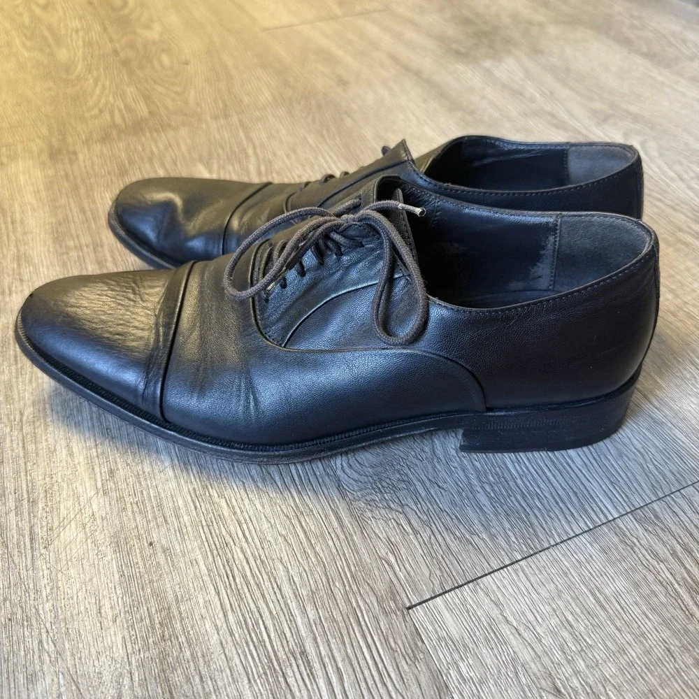 Bruno Magli Maioco Black Cap Toe Mens Dress Oxfords 8M Lace Up